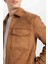 Slim Fit Dar Kesim Süet Mont Ceket Gömlek Yaka Cepli Astarlı Y5362AZ24AU 10