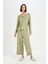 Pijama Takım Viskon Puantiyeli Uzun Kollu Üst Beli Lastikli Alt-Fall in Love D5659AX24AU 7