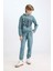 Erkek Çocuk 2'li Takım Kapüşonlu Baskılı Sweatshirt Beli Lastikli Eşofman Altı D3561A824WN 8