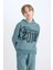 Erkek Çocuk 2'li Takım Kapüşonlu Baskılı Sweatshirt Beli Lastikli Eşofman Altı D3561A824WN 9