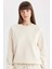Oversize Geniş Kalıp Bisiklet Yaka Kalın Basic Düz Sweatshirt V2697AZ24WN 6