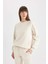 Oversize Geniş Kalıp Bisiklet Yaka Kalın Basic Düz Sweatshirt V2697AZ24WN 8