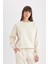 Oversize Geniş Kalıp Bisiklet Yaka Kalın Basic Düz Sweatshirt V2697AZ24WN 9