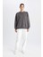 Oversize Geniş Kalıp Bisiklet Yaka Kalın Basic Düz Sweatshirt V2697AZ24WN 8