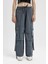 Coool Wide Leg Gabardin Pantolon Geniş Paça Normal Bel Basic Düz Bağcıklı Kargo Cepli B1205AX24AU 11