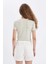 Fitted Vücuda Oturan Bisiklet Yaka Çizgili Kısa Kollu Tişört D5324AX24AU 18