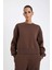 Boxy Fit Bisiklet Yaka Kalın Basic Düz Sweatshirt B8568AX24WN 9