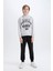 Erkek Çocuk 2'li Takım Kapüşonlu Baskılı Sweatshirt Beli Lastikli Eşofman Altı D4746A824WN 12