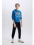 Erkek Çocuk 2'li Takım Kapüşonlu Baskılı Sweatshirt Beli Lastikli Eşofman Altı D5672A824WN 12