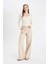 Gabardin Bej Pantolon Wide Leg Geniş Bol Paça Normal Bel Basic Düz D3766AX24AU 8