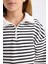 Kız Çocuk Oversize Geniş Kalıp Yarım Fermuarlı Çizgili Sweatshirt D2883A824WN 11