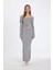Slim Fit Dar Kesim Beli Lastikli Basic Düz Yırtmaçlı Maxi Triko Etek D5390AX24AU 7