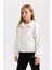 Kız Çocuk Relax Fit Çıtçıtlı Dik Yaka Basic Düz Sweatshirt D4685A824WN 10