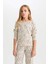 Kız Çocuk Pijama Takımı Çiçekli Uzun Kollu Üst Uzun Alt D6052A824AU 7