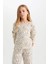 Kız Çocuk Pijama Takımı Çiçekli Uzun Kollu Üst Uzun Alt D6052A824AU 8
