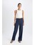 Bürümcük Pantolon Lacivert Wide Leg Geniş Bol Paça Beli Lastikli C0200AX24AU 7