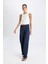 Bürümcük Pantolon Lacivert Wide Leg Geniş Bol Paça Beli Lastikli C0200AX24AU 8