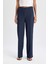 Bürümcük Pantolon Lacivert Wide Leg Geniş Bol Paça Beli Lastikli C0200AX24AU 9