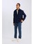 Lacivert Regular Fit Polo Yaka Basic Düz Uzun Kollu Gömlek Ceket D3374AX24AU 11