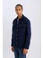 Lacivert Regular Fit Polo Yaka Basic Düz Uzun Kollu Gömlek Ceket D3374AX24AU 12