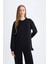 Regular Fit Bisiklet Yaka Basic Düz Siyah Sweatshirt Tunik D4598AX24AU 10