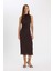 Bodycon Vücudu Saran Yarım Balıkçı Yaka Basic Düz Tül Kolsuz Maxi Abiye Elbise C3519AX24AU 8