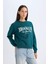 Regular Fit Bisiklet Yaka Baskılı İnce Sweatshirt D5928AX24AU 11