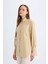 Relax Fit Gömlek Yaka Poplin Basic Düz Uzun Kollu Gömlek Tunik D4159AX24AU 8