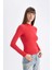 Kırmızı Slim Fit Dar Kesim Yarım Balıkçı Yaka Casual Basic Düz Uzun Kollu Tişört D3575AX24AU 8