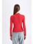 Kırmızı Slim Fit Dar Kesim Yarım Balıkçı Yaka Casual Basic Düz Uzun Kollu Tişört D3575AX24AU 10