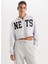 NBA Brooklyn Nets Crop Kalın Fermuarlı Sweatshirt D2362AX24AU 9