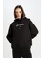 Oversize Geniş Kalıp Kapüşonlu Baskılı Kalın Sweatshirt D5293AX24AU 8