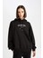 Oversize Geniş Kalıp Kapüşonlu Baskılı Kalın Sweatshirt D5293AX24AU 9