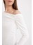 Slim Fit Dar Kesim Tek Omuzlu Ribana Basic Düz Uzun Kollu Tişört D4970AX24AU 10