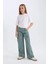 Kız Çocuk Kargo Cepli Wide Leg Geniş Bol Paça Jean Pantolon D4690A824WN 10