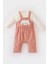 Kız Bebek 2'li Takım Uzun Kollu Üst Puantiye Fitilli Kadife Salopet Tulum D6017A524WN 7