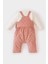 Kız Bebek 2'li Takım Uzun Kollu Üst Puantiye Fitilli Kadife Salopet Tulum D6017A524WN 11