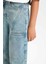 Kız Çocuk Wide Leg Geniş Paça Kargo Cepli Jean Pantolon D6095A824WN 12