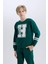 Erkek Çocuk Bisiklet Yaka Baskılı Sweatshirt D4342A824WN 12