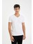 Slim Fit Dar Kesim V Yaka Basic Düz Beyaz Fanila Üst L4884AZ24WN 9