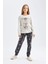 Kız Çocuk Pijama Takım Baskılı Uzun Kollu Üst Beli Lastikli Uzun Alt D6053A824AU 6