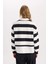 Relax Fit Polo Yaka Çizgili Kalın Sweatshirt 12