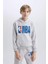 Erkek Çocuk Gri NBA Wordmark Kapüşonlu Sweatshirt D4857A824WN 7