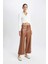 Culotte Crop Suni Deri Pantolon Yüksek Bel Geniş Bol Paça 7