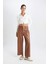 Culotte Crop Suni Deri Pantolon Yüksek Bel Geniş Bol Paça 8