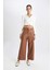 Culotte Crop Suni Deri Pantolon Yüksek Bel Geniş Bol Paça 9