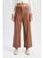 Culotte Crop Suni Deri Pantolon Yüksek Bel Geniş Bol Paça 10