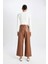 Culotte Crop Suni Deri Pantolon Yüksek Bel Geniş Bol Paça 12