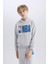 Erkek Çocuk Gri NBA Wordmark Kapüşonlu Sweatshirt D4857A824WN 10