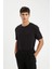Regular Fit Bisiklet Yaka Krinkıl Kısa Kollu Siyah Tişört D6477AX24HS 10